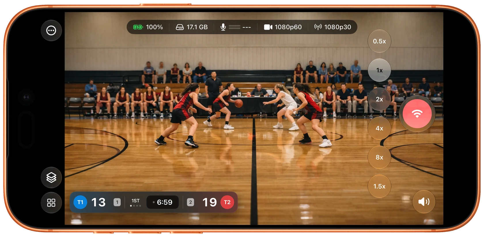 PressBreak app interface on iPhone